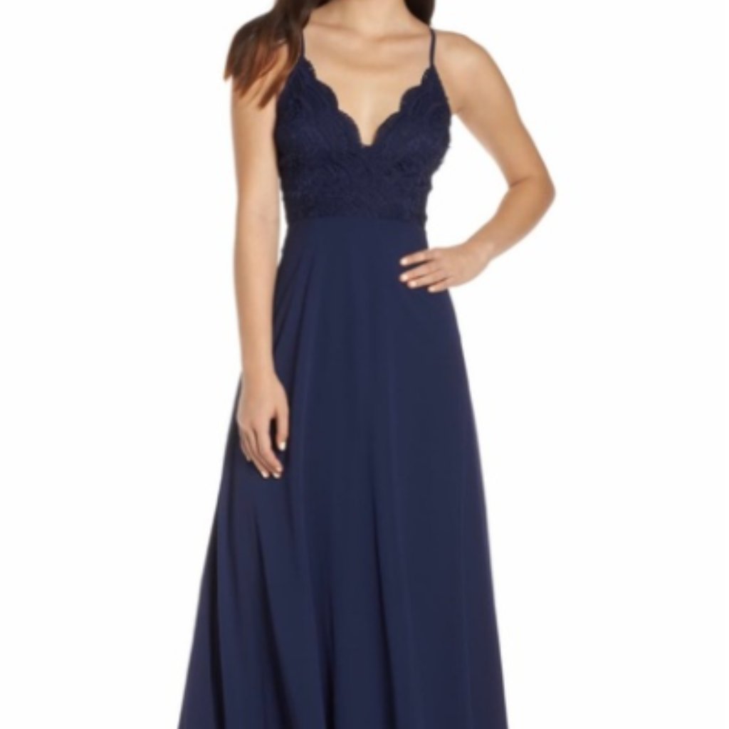 Lulu's Navy Lace Bodice Maxi Dress